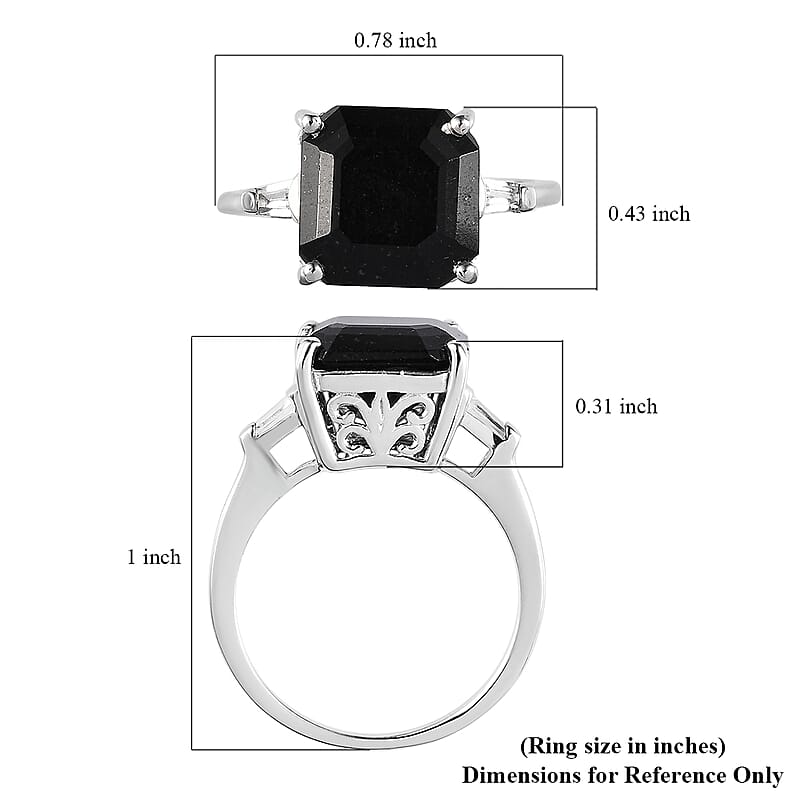 Australian Black Tourmaline and White Topaz Ring in Platinum Over Sterling Silver (Size 9.0) 4.35 ctw