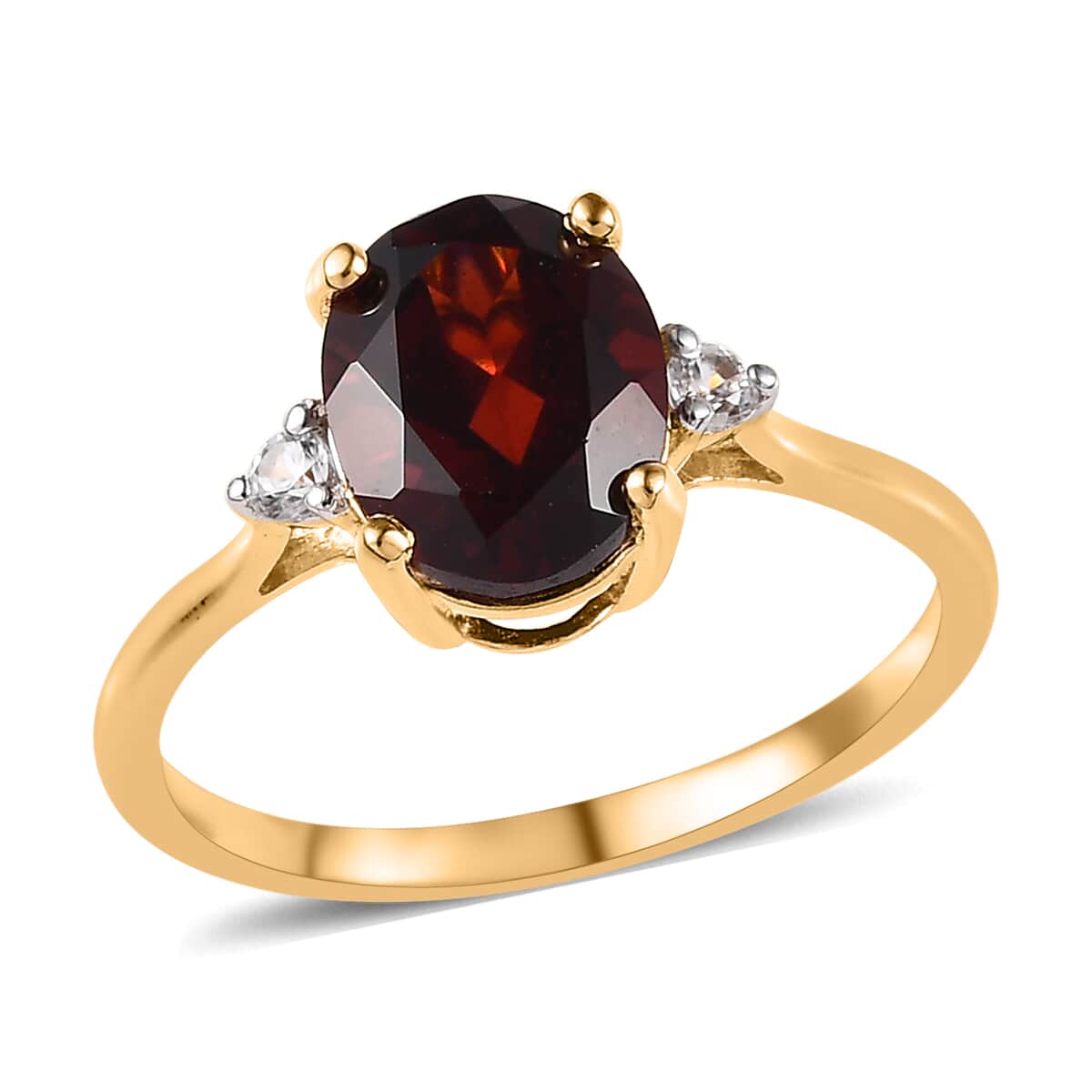 Mozambique Garnet and White Zircon Ring in Vermeil YG Over Sterling Silver (Size 6.0) 2.00 ctw image number 0