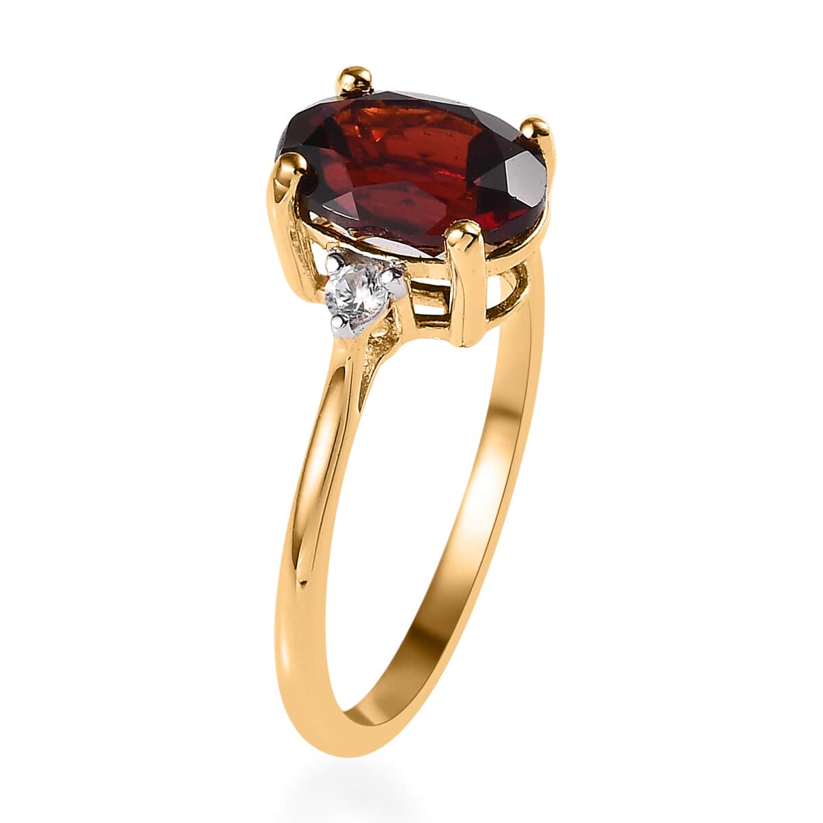 Mozambique Garnet and White Zircon Ring in Vermeil YG Over Sterling Silver (Size 6.0) 2.00 ctw image number 3