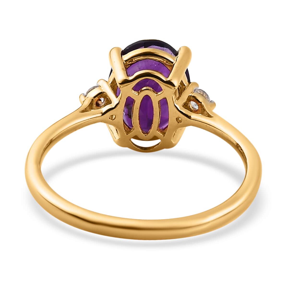 African Amethyst and White Zircon Ring in Vermeil Yellow Gold Over Sterling Silver (Size 7.0) 1.65 ctw image number 4