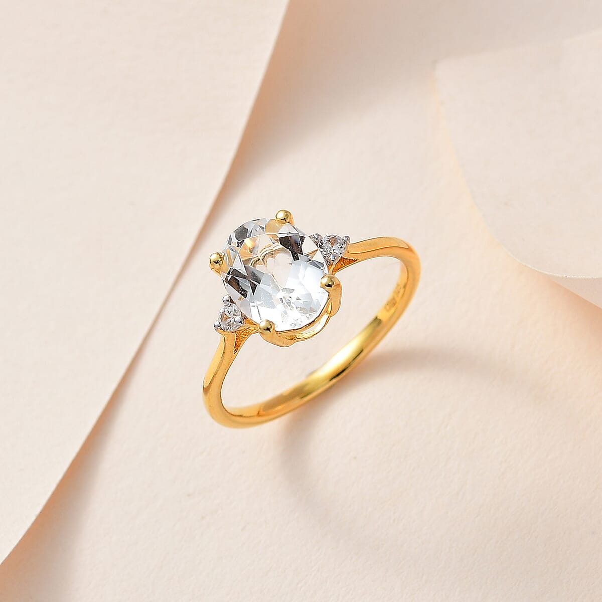 White Topaz and White Zircon Ring in Vermeil Yellow Gold Over Sterling Silver (Size 7.0) 1.90 ctw image number 1