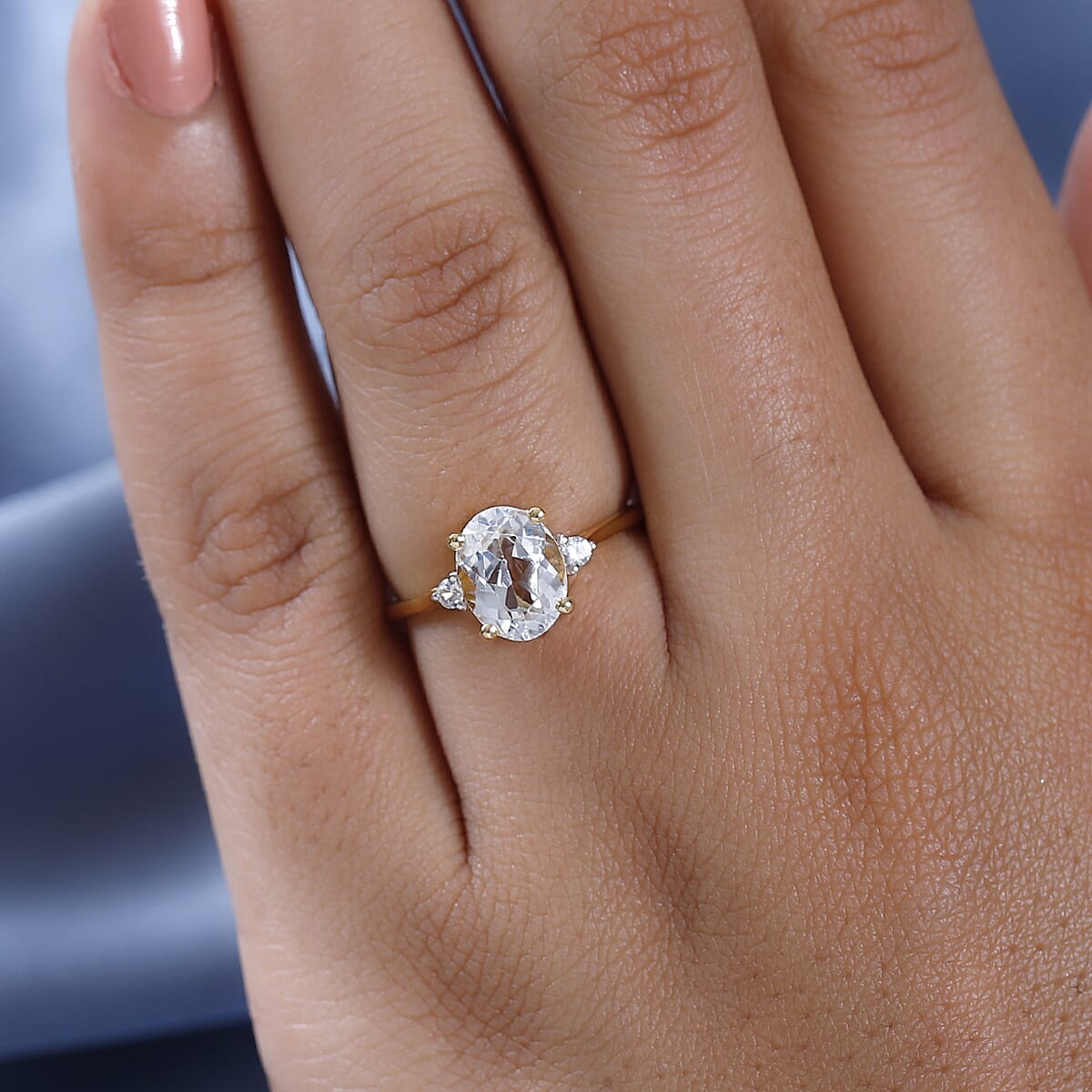 White Topaz and White Zircon Ring in Vermeil Yellow Gold Over Sterling Silver (Size 7.0) 1.90 ctw image number 2