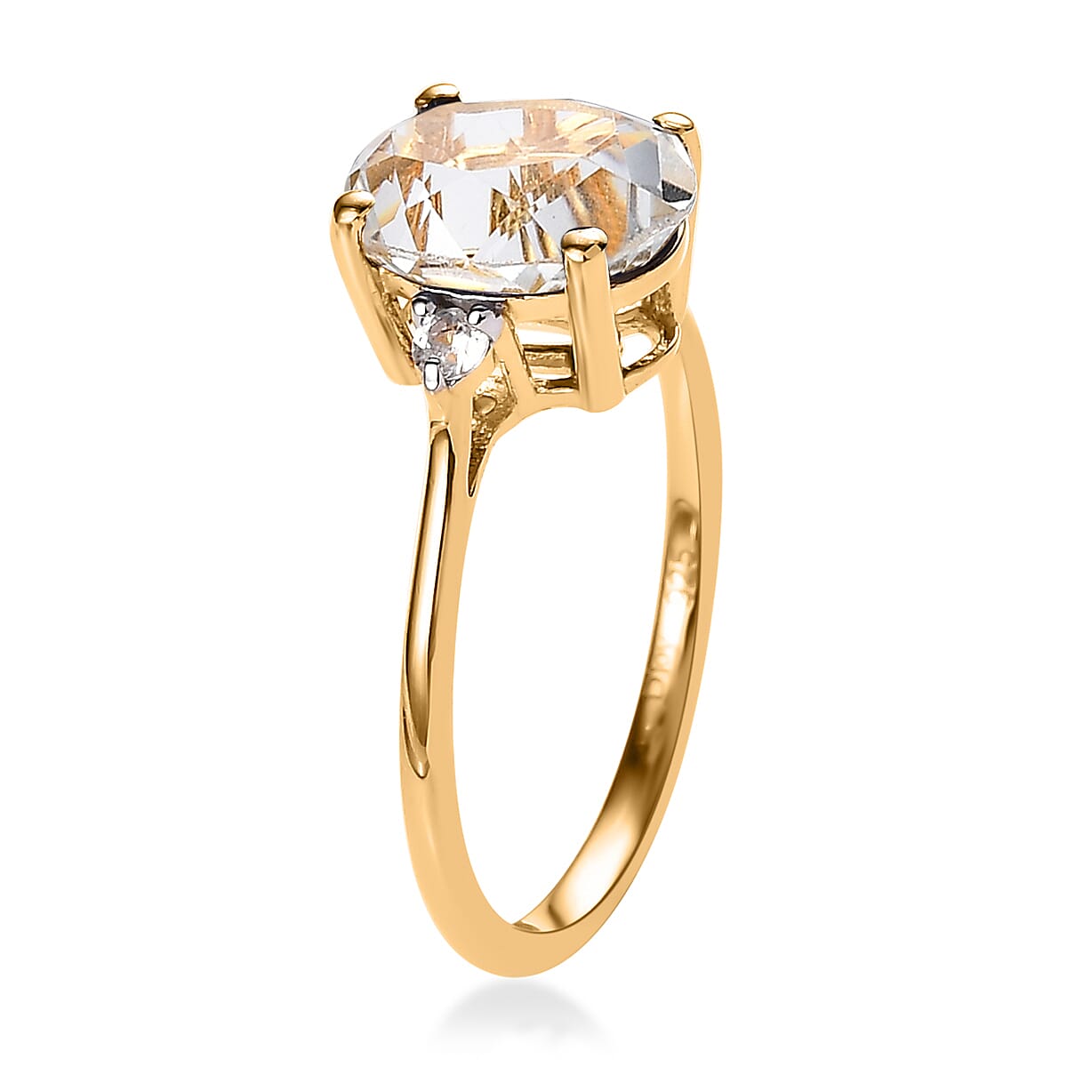 White Topaz and White Zircon Ring in Vermeil Yellow Gold Over Sterling Silver (Size 7.0) 1.90 ctw image number 3