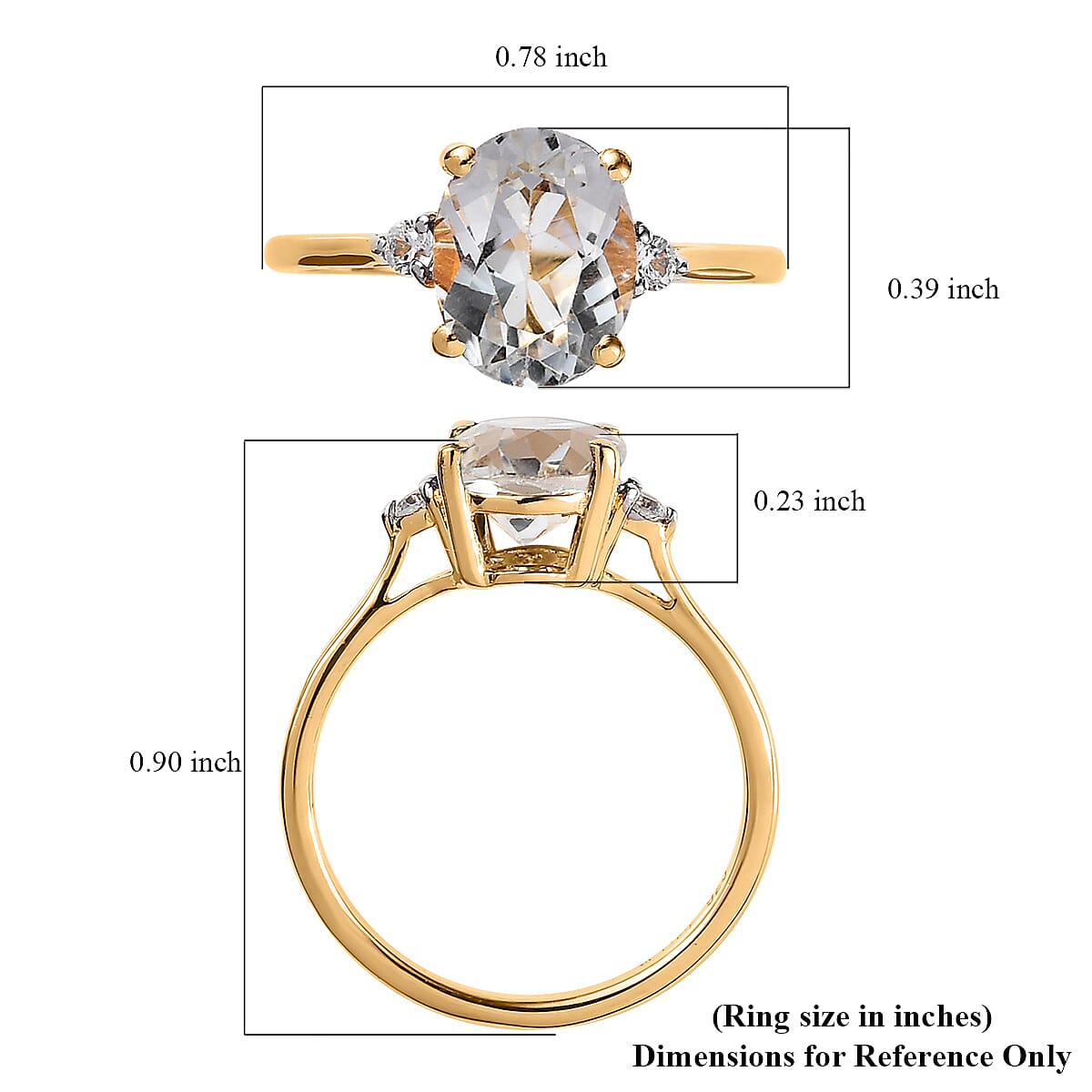 White Topaz and White Zircon Ring in Vermeil Yellow Gold Over Sterling Silver (Size 7.0) 1.90 ctw image number 5