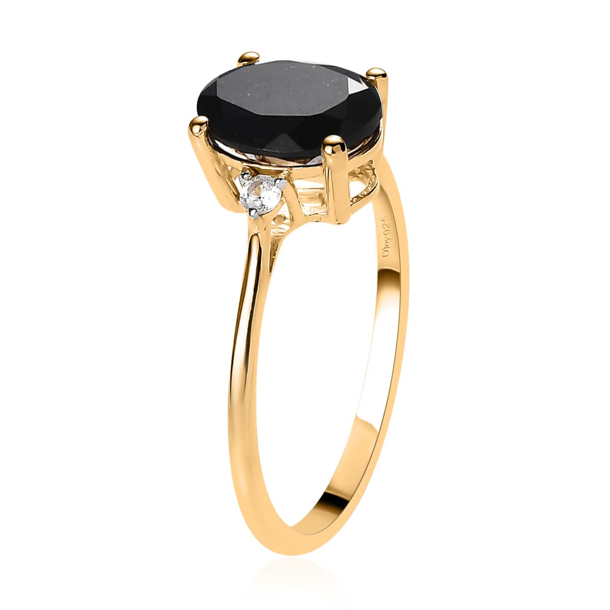 Thai Black Spinel and White Zircon Ring in Vermeil Yellow Gold Over Sterling Silver (Size 7.0) 2.60 ctw image number 3