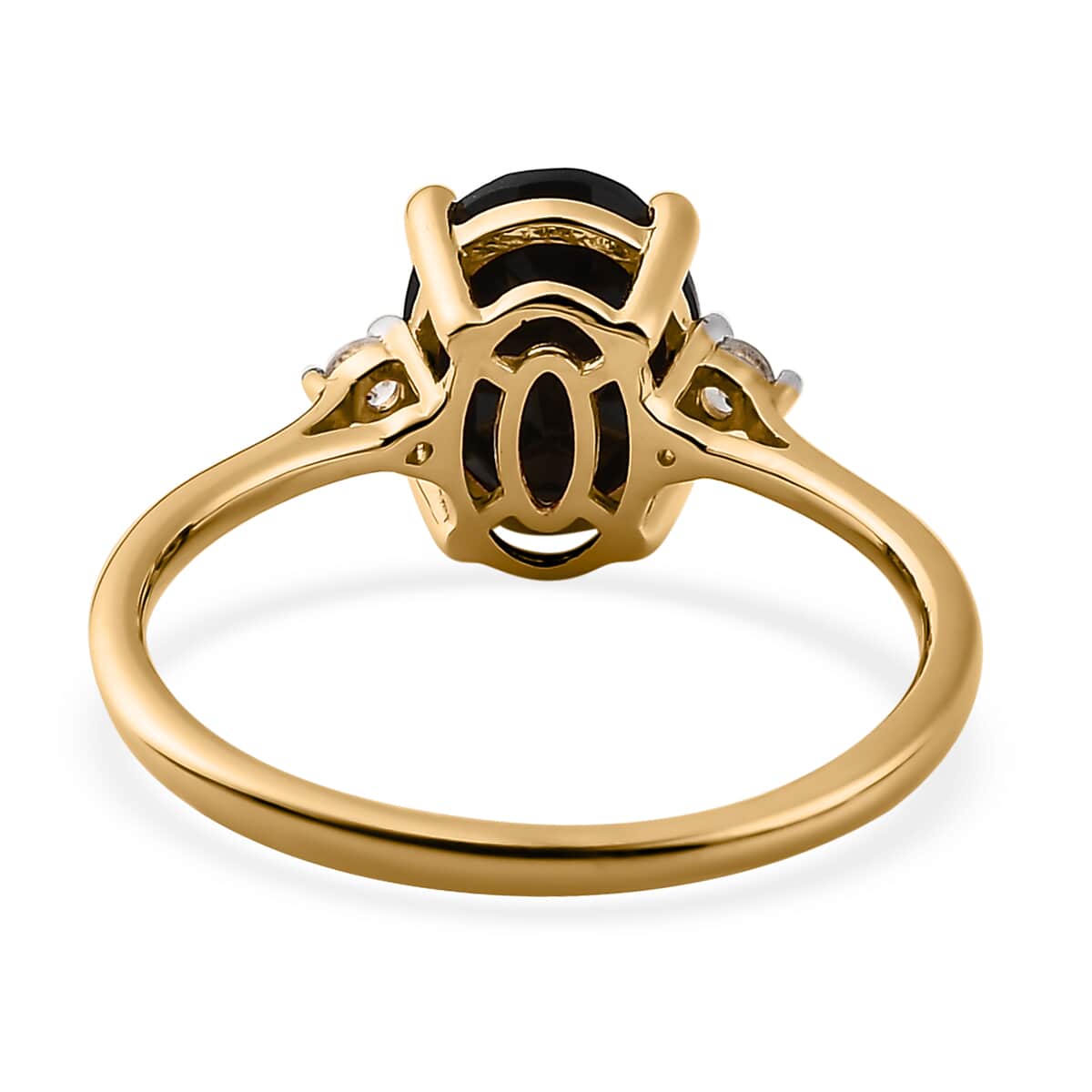 Thai Black Spinel and White Zircon Ring in Vermeil Yellow Gold Over Sterling Silver (Size 7.0) 2.60 ctw image number 4