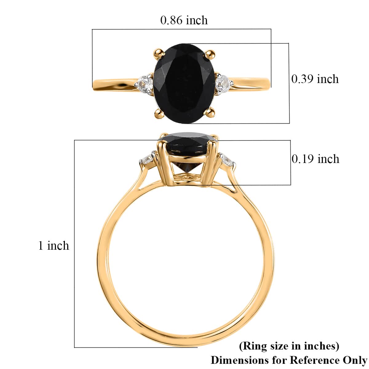 Thai Black Spinel and White Zircon Ring in Vermeil Yellow Gold Over Sterling Silver (Size 7.0) 2.60 ctw image number 5