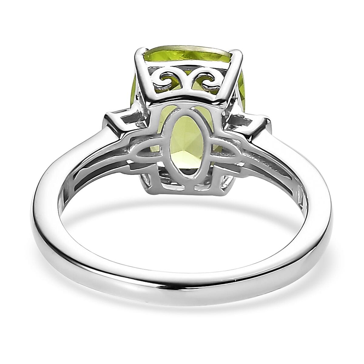 Premium Peridot and White Topaz Ring in Rhodium Over Sterling Silver 2.90 ctw image number 4