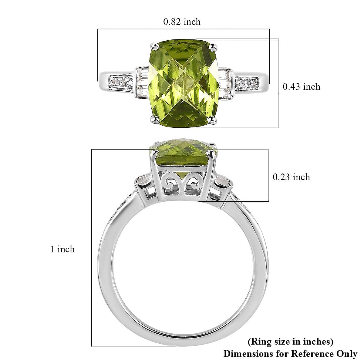 Premium Peridot and White Topaz Ring in Rhodium Over Sterling Silver 2.90 ctw image number 5