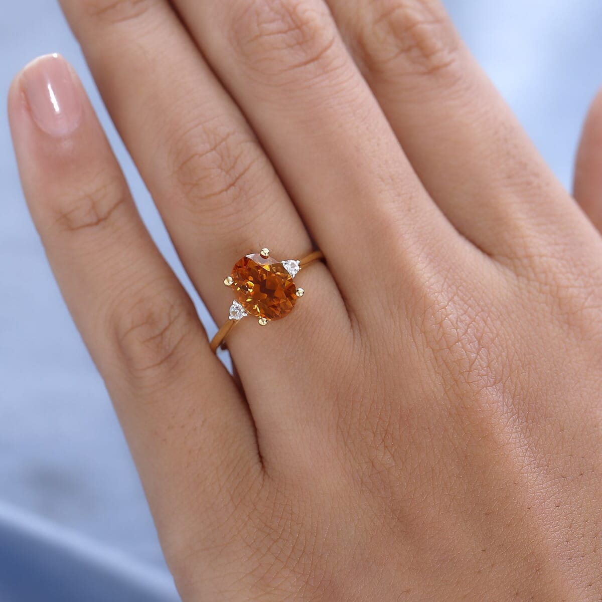 Santa Ana Madeira Citrine and White Zircon Ring in Vermeil Yellow Gold Over Sterling Silver (Size 8.0) 1.80 ctw image number 2