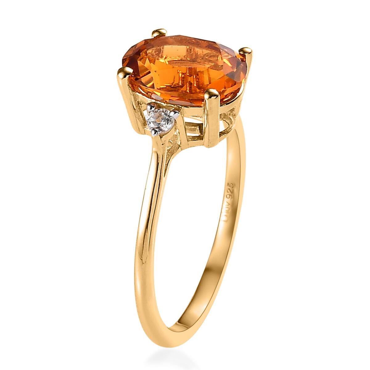 Santa Ana Madeira Citrine and White Zircon Ring in Vermeil Yellow Gold Over Sterling Silver (Size 8.0) 1.80 ctw image number 3