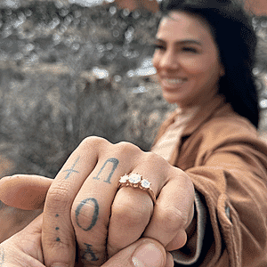 Heart and Arrows Cut Moissanite 3 Stone Ring in Vermeil RG Over Sterling Silver 1.75 ctw (Size 10.0)