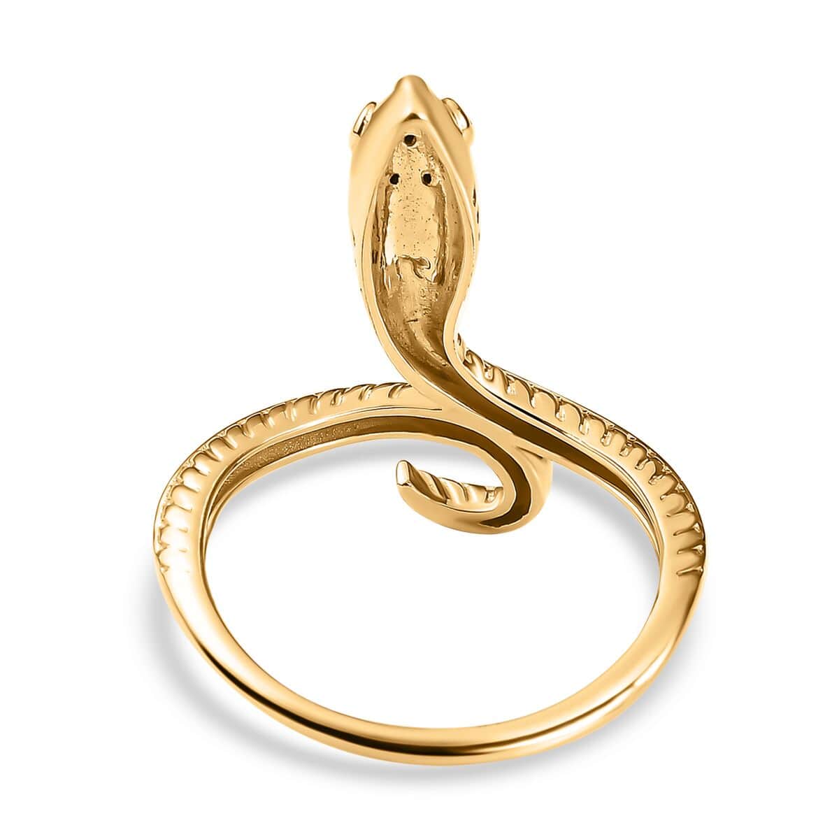 Luxoro 10K Yellow Gold Black Diamond Snake Ring (Size 7.0) 0.05 ctw image number 4