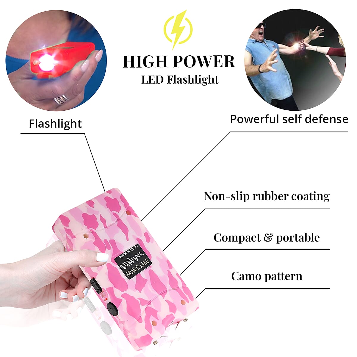 Kentucky Pink Camo Stun Gun with Flashlight image number 2