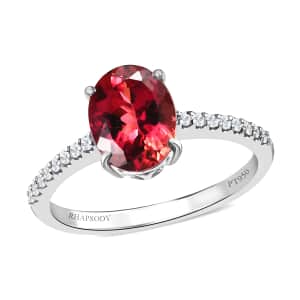 Rhapsody 950 Platinum AAAA Ouro Fino Rubellite and E-F VS2 White Diamond Ring (Size 6.0) 2.30 ctw