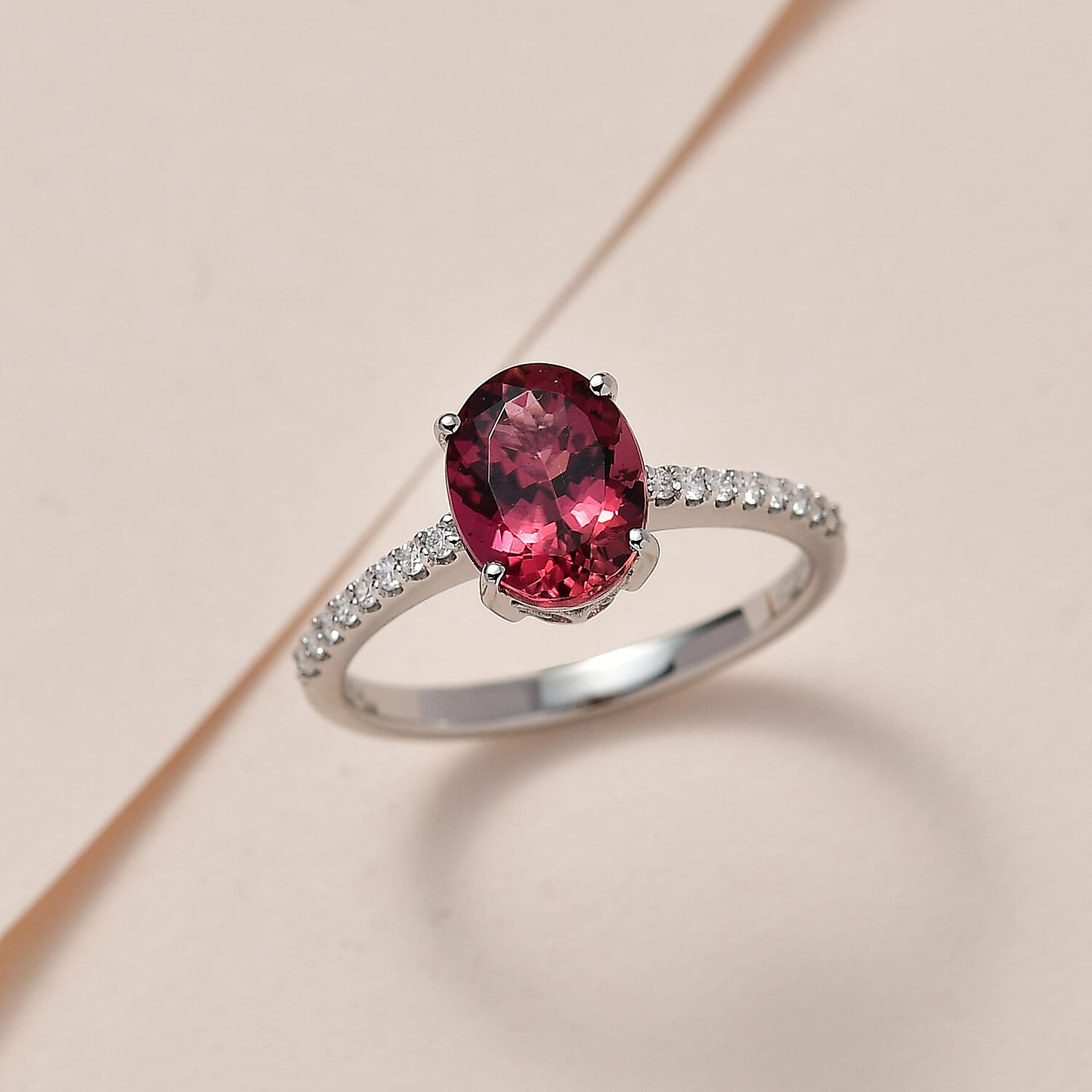 Rhapsody 950 Platinum AAAA Ouro Fino Rubellite and E-F VS2 White Diamond Ring (Size 6.0) 2.30 ctw