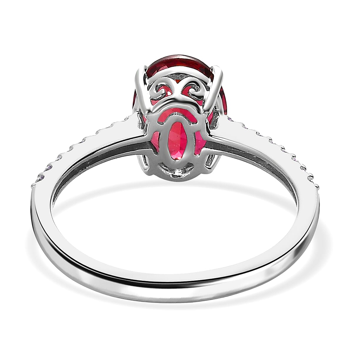 Rhapsody 950 Platinum AAAA Ouro Fino Rubellite and E-F VS2 White Diamond Ring (Size 6.0) 2.30 ctw