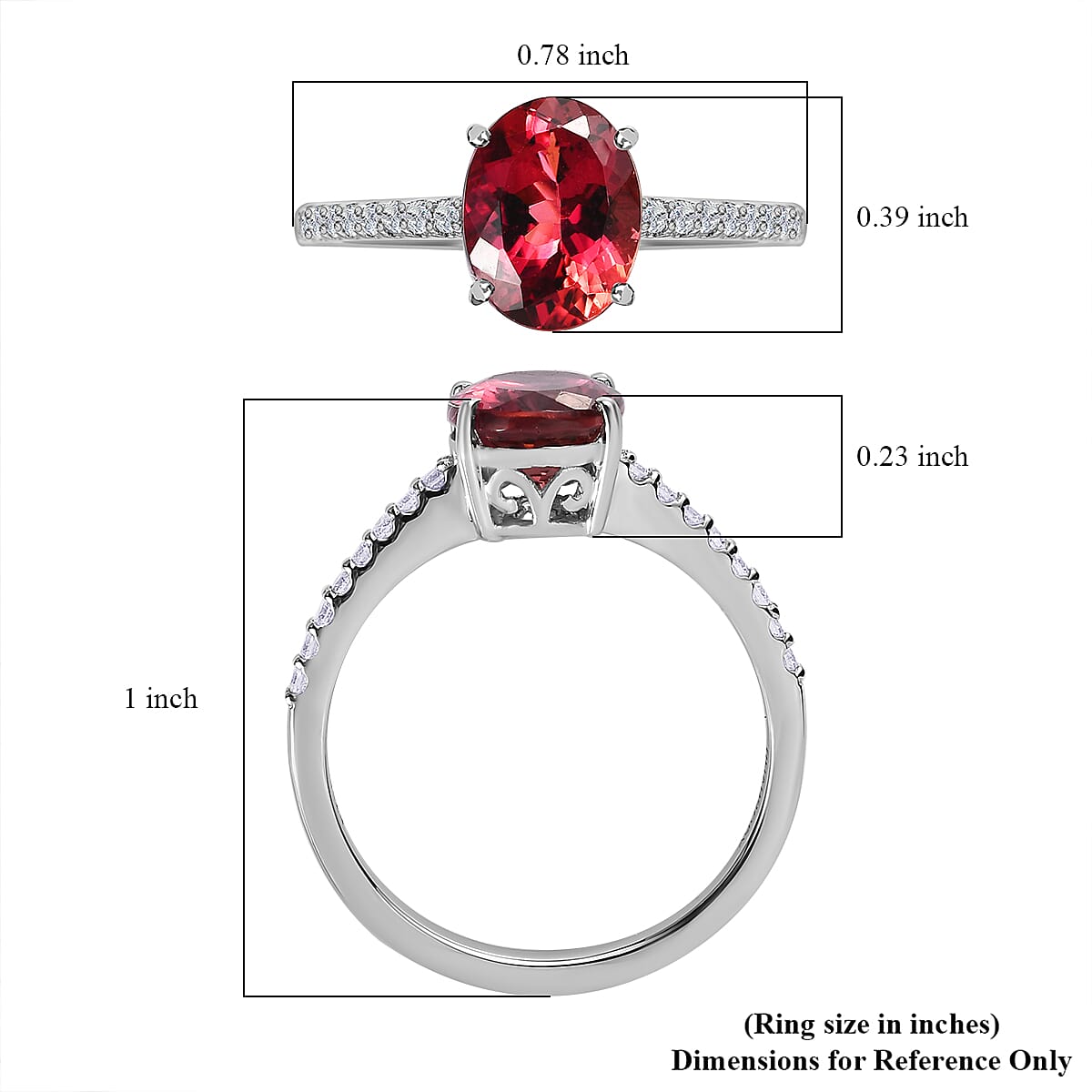 Rhapsody 950 Platinum AAAA Ouro Fino Rubellite and E-F VS2 White Diamond Ring (Size 6.0) 2.30 ctw