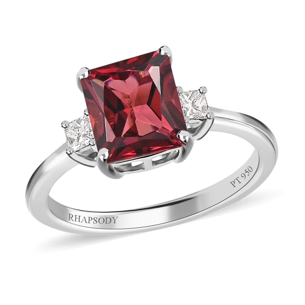 Rhapsody 950 Platinum AAAA Ouro Fino Rubellite and E-F VS White Diamond Ring (Size 6.0) 2.25 ctw image number 0