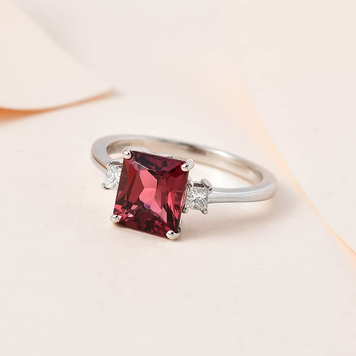 Rhapsody 950 Platinum AAAA Ouro Fino Rubellite and E-F VS White Diamond Ring (Size 6.0) 2.25 ctw image number 1