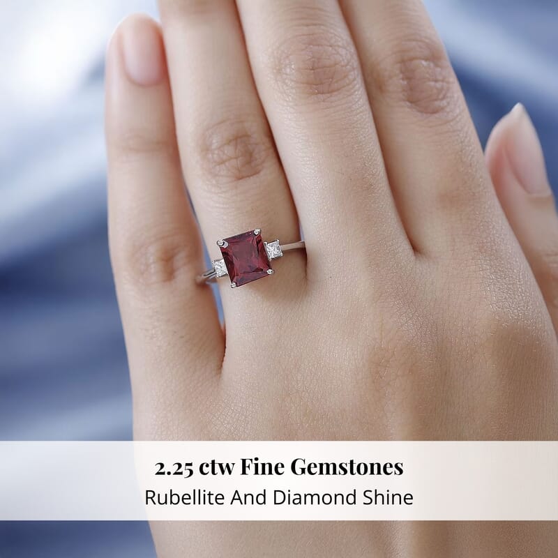 Rhapsody 950 Platinum AAAA Ouro Fino Rubellite and E-F VS White Diamond Ring (Size 6.0) 2.25 ctw