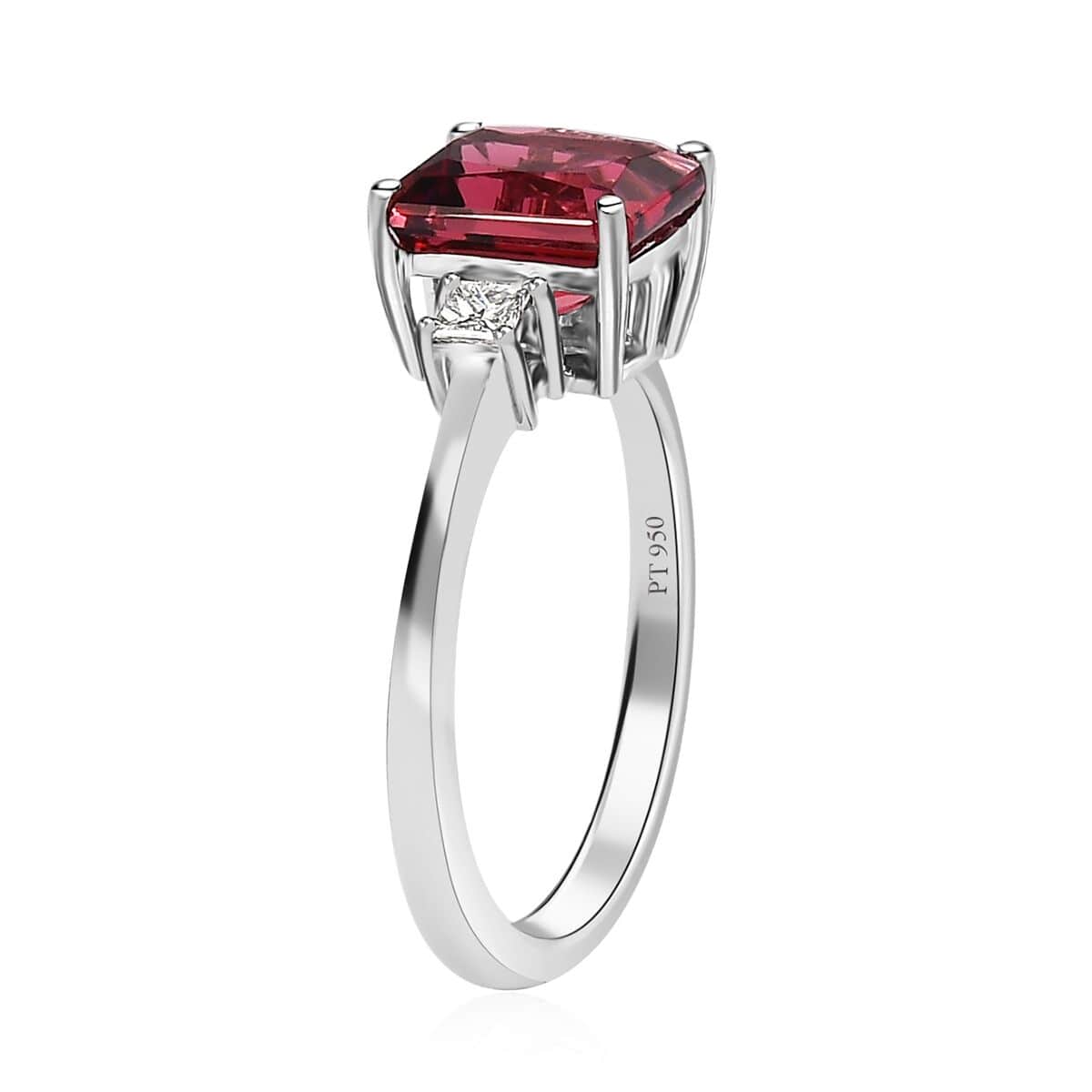 Rhapsody 950 Platinum AAAA Ouro Fino Rubellite and E-F VS White Diamond Ring (Size 6.0) 2.25 ctw image number 3