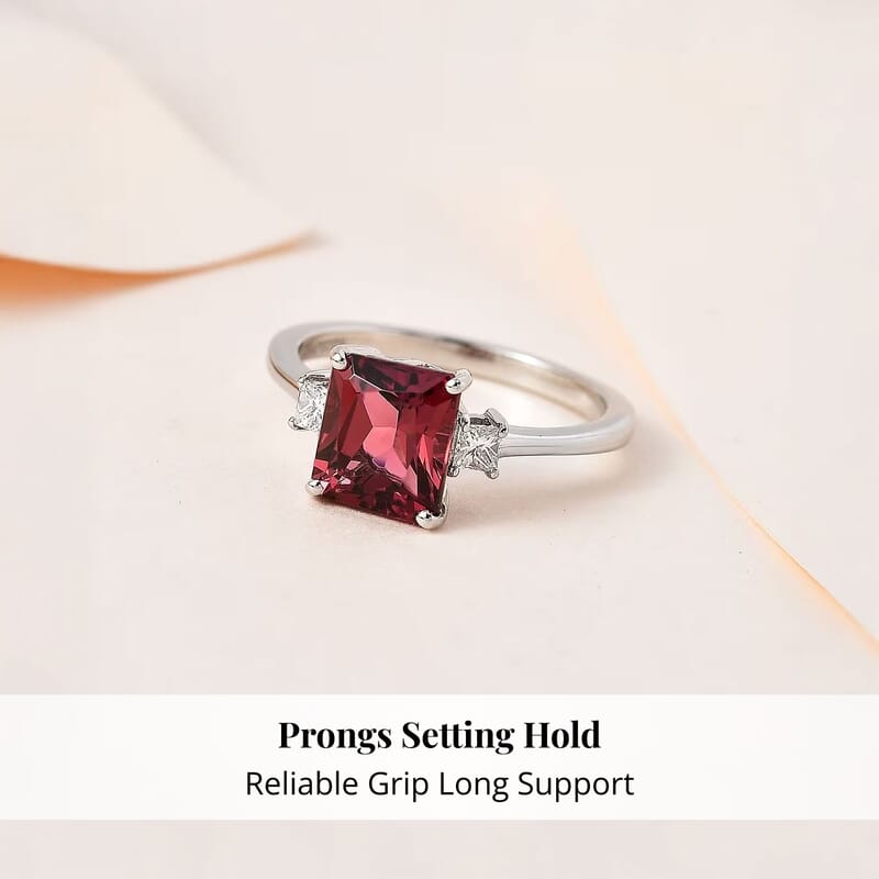 Rhapsody 950 Platinum AAAA Ouro Fino Rubellite and E-F VS White Diamond Ring (Size 6.0) 2.25 ctw