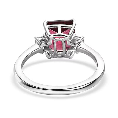 Rhapsody 950 Platinum AAAA Ouro Fino Rubellite and E-F VS White Diamond Ring (Size 6.0) 2.25 ctw