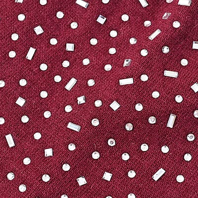 Burgundy Cashmere Blend Crystal Beanie and 1 Pair Gloves Set