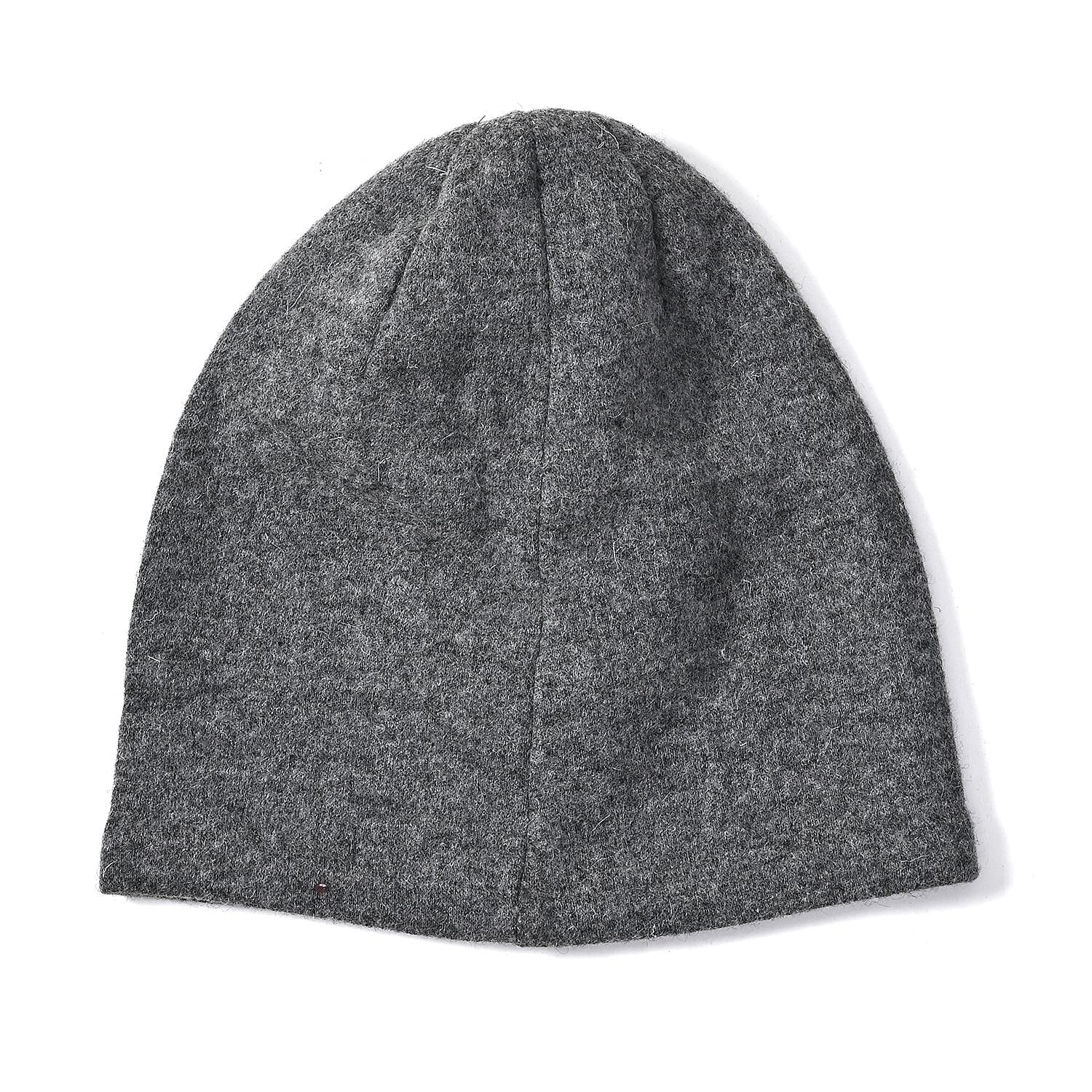 Gray Cashmere Blend Crystal Beanie and 1 Pair Gloves Set