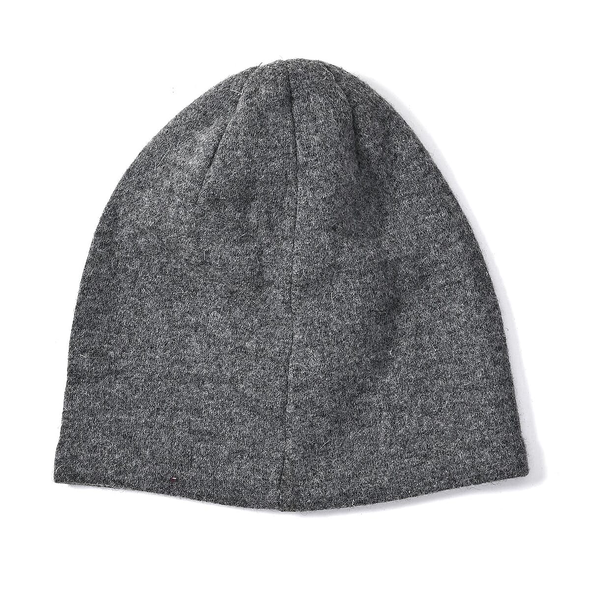 Gray Cashmere Blend Crystal Beanie and 1 Pair Gloves Set image number 2