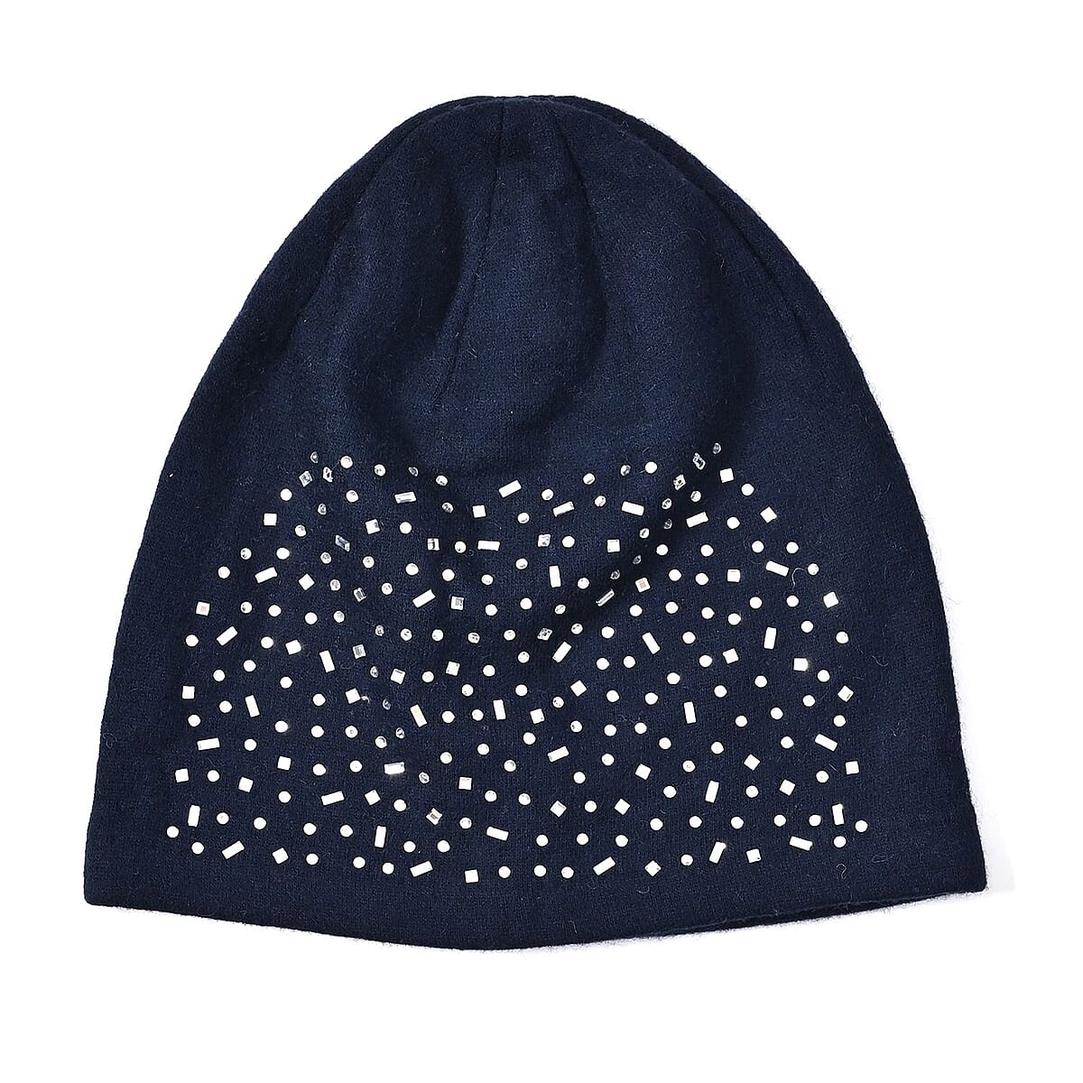 Navy Cashmere Blend Crystal Beanie and 1 Pair Gloves Set image number 1