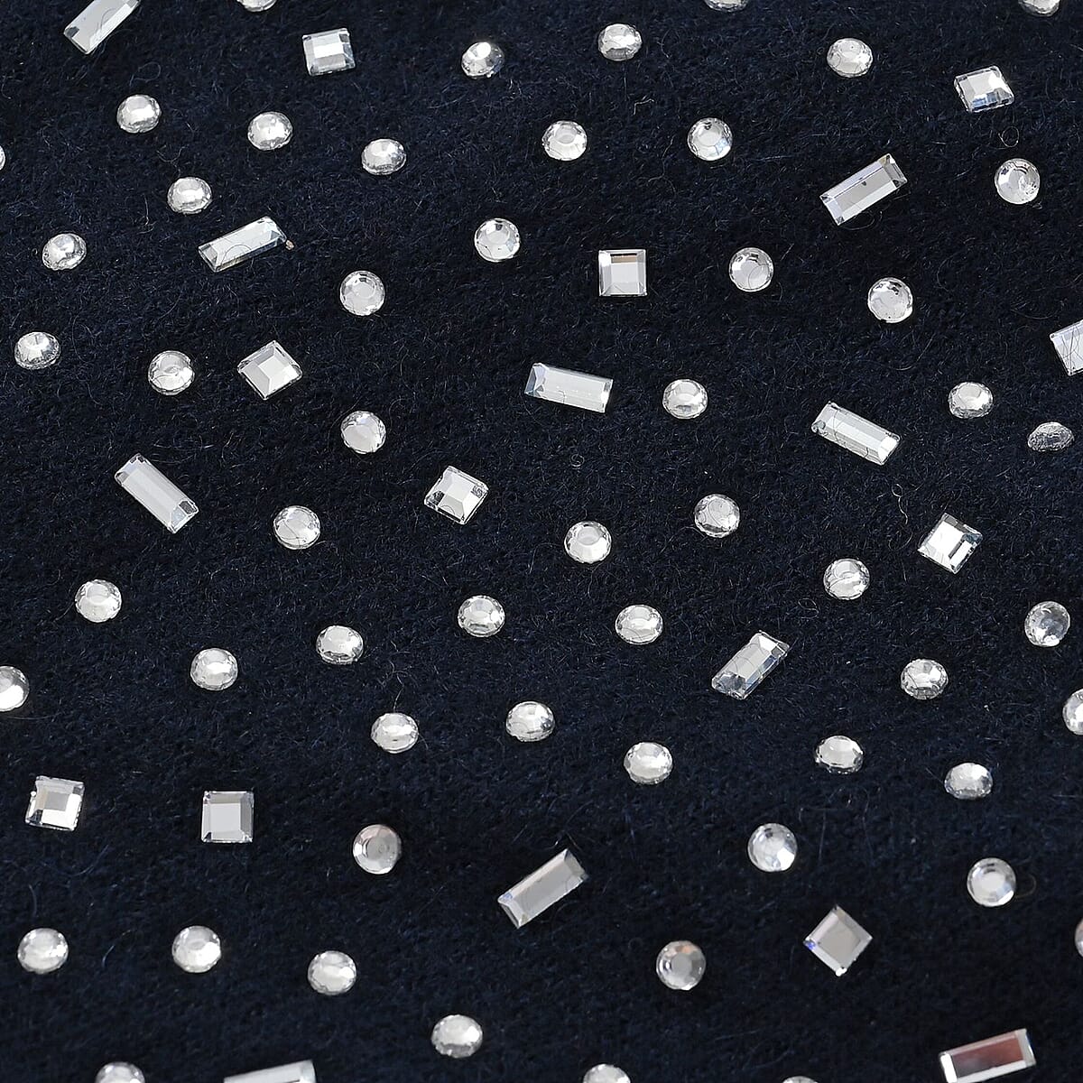 Navy Cashmere Blend Crystal Beanie and 1 Pair Gloves Set image number 7