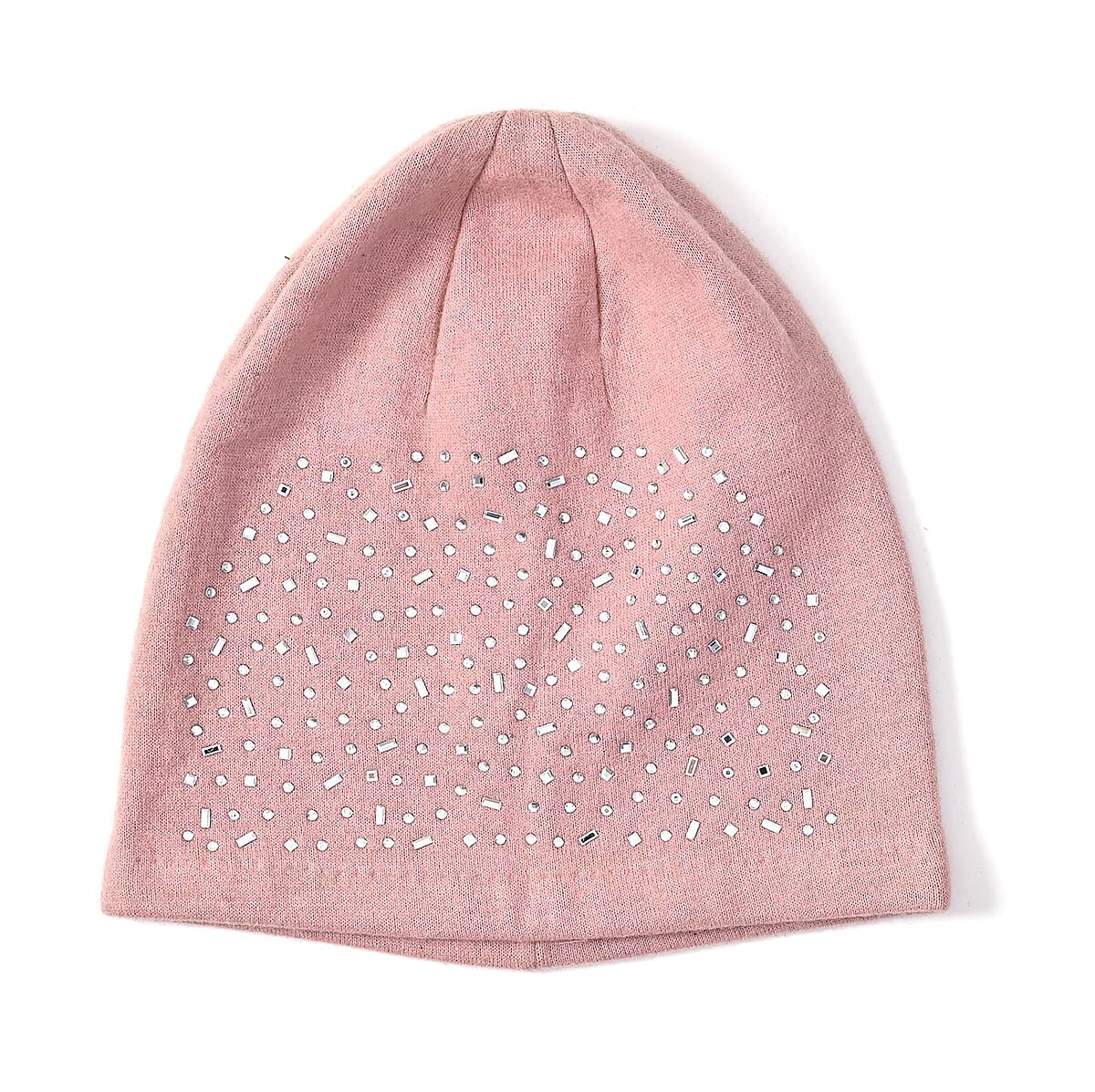 Pink Cashmere Blend Crystal Beanie and 1 Pair Gloves Set image number 1