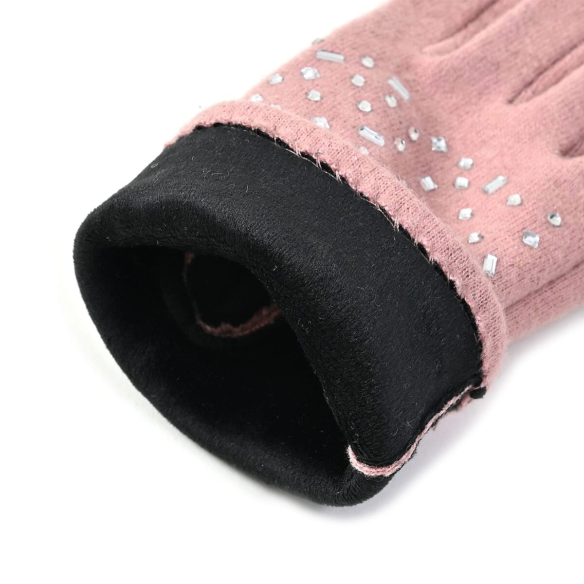 Pink Cashmere Blend Crystal Beanie and 1 Pair Gloves Set image number 6
