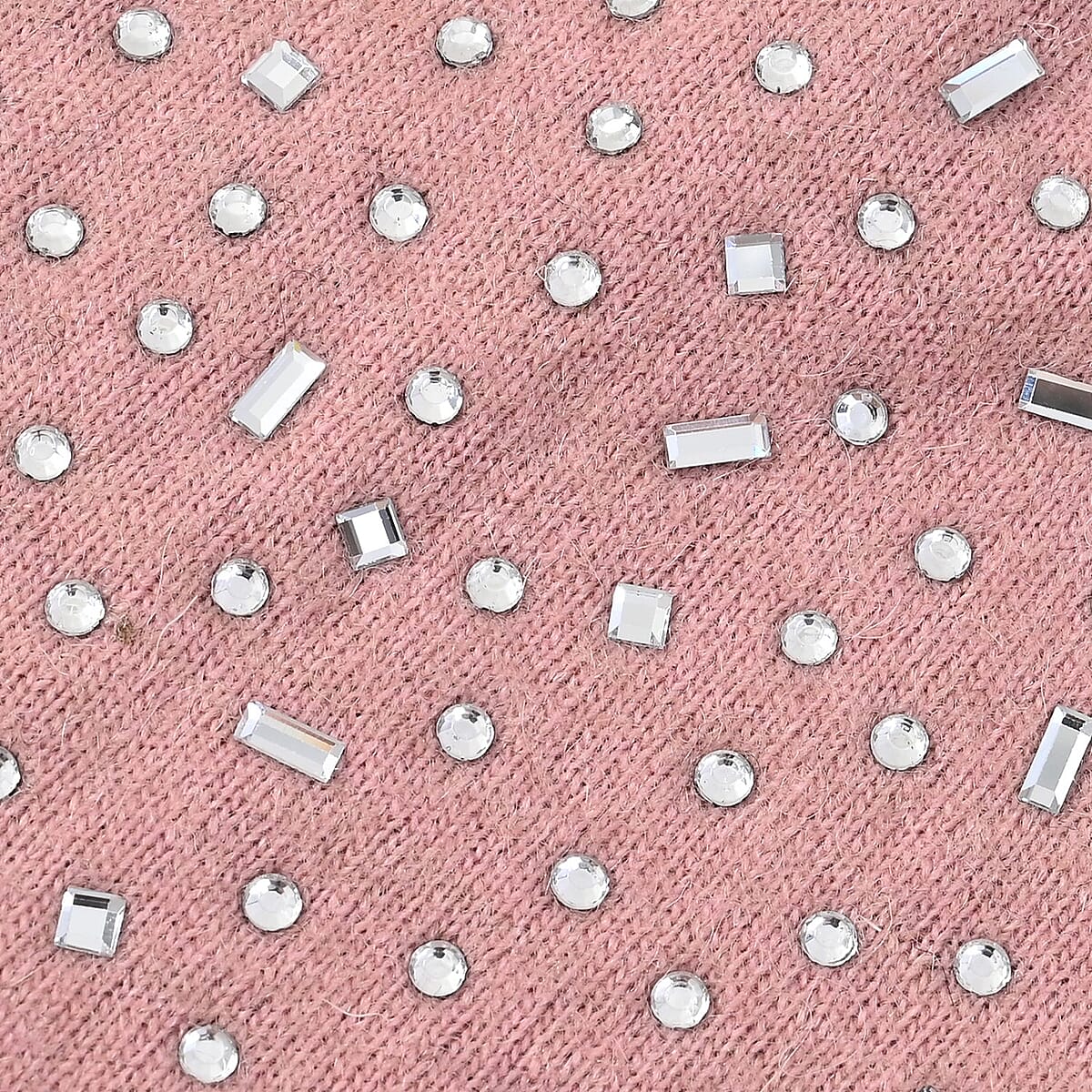 Pink Cashmere Blend Crystal Beanie and 1 Pair Gloves Set image number 7