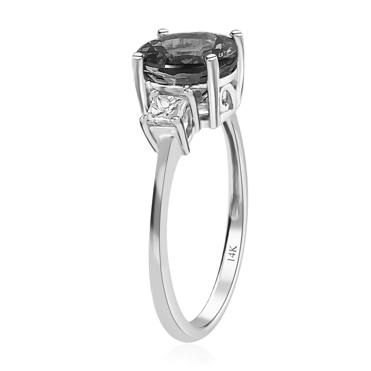 Luxoro 14K White Gold Premium Tanzanite and G-H I3 White Diamond Ring (Size 6.0) 2.60 ctw image number 3