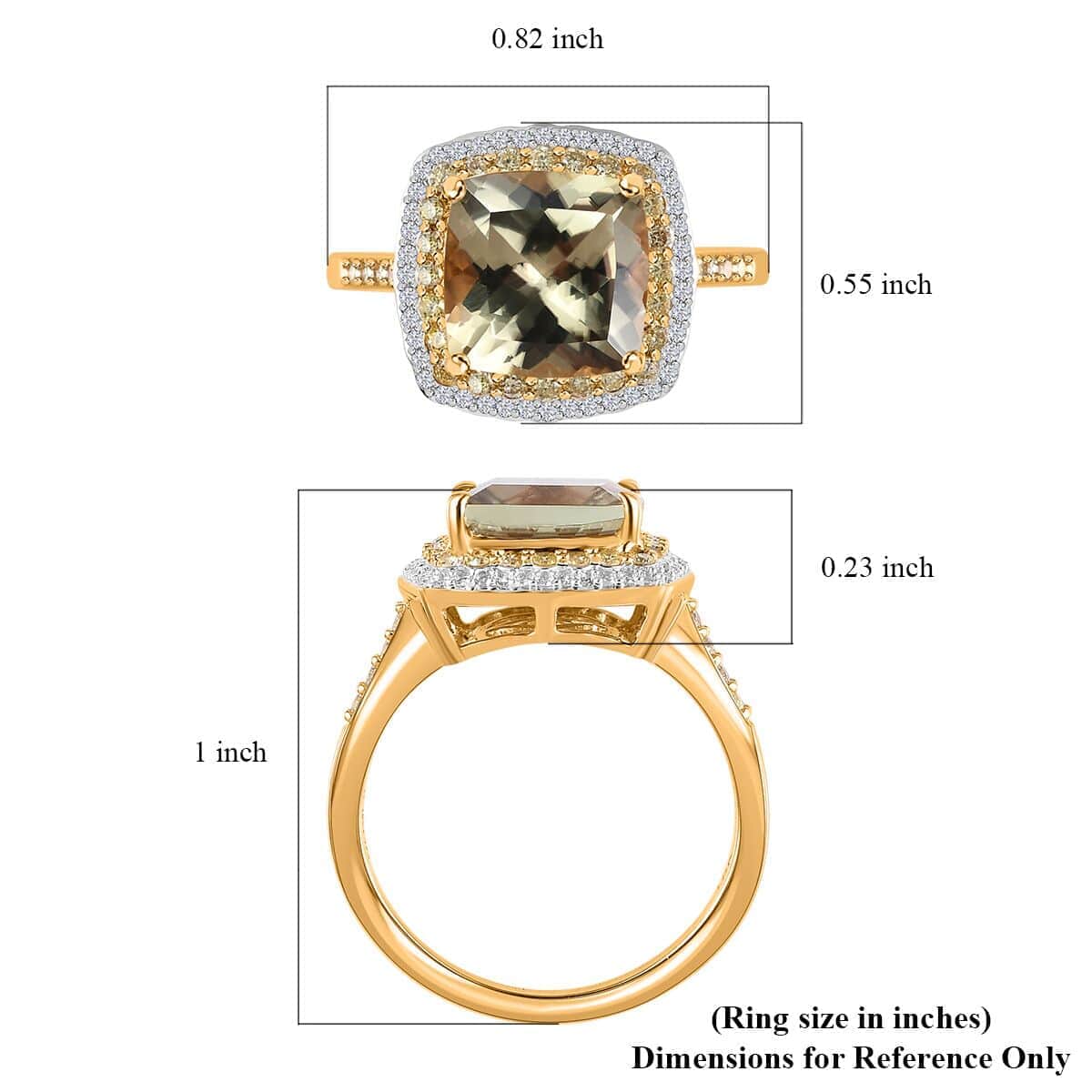 Iliana 18K Yellow Gold AAA Turkizite and SI Natural Yellow and White Diamond Double Halo Ring (Size 6.0) 4 Grams 4.60 ctw image number 5