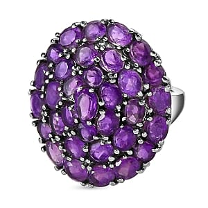 African Amethyst 10.41 ctw Cluster Ring in Stainless Steel (Size 8)