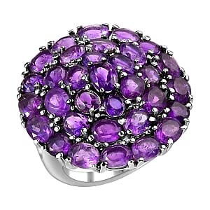 African Amethyst 10.41 ctw Cluster Ring in Stainless Steel (Size 8)