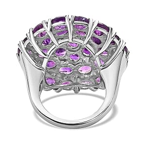 African Amethyst 10.41 ctw Cluster Ring in Stainless Steel (Size 8)