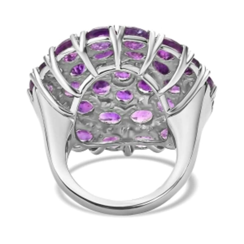 African Amethyst 10.41 ctw Cluster Ring in Stainless Steel (Size 8)