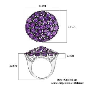 African Amethyst 10.41 ctw Cluster Ring in Stainless Steel (Size 8)