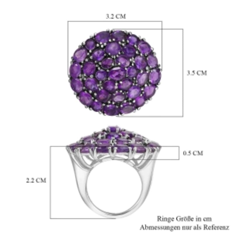 African Amethyst 10.41 ctw Cluster Ring in Stainless Steel (Size 8)