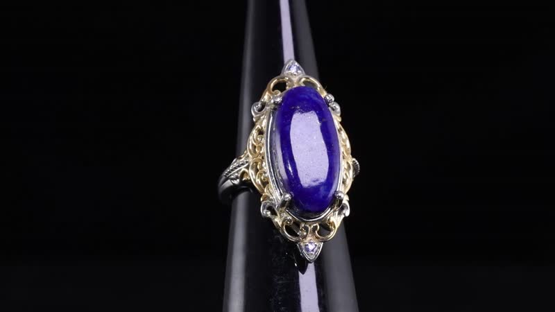 Karis Lapis Lazuli and Tanzanite Ring in 18K YG Plated and Platinum Bond 10.00 ctw