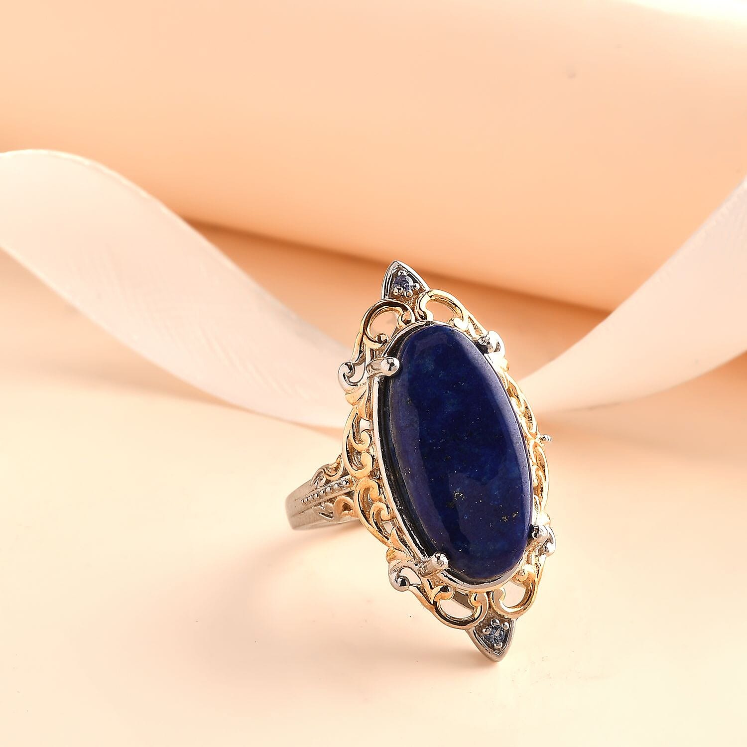 Karis Lapis Lazuli and Tanzanite Ring in 18K YG Plated and Platinum Bond (Size 10.0) 10.00 ctw