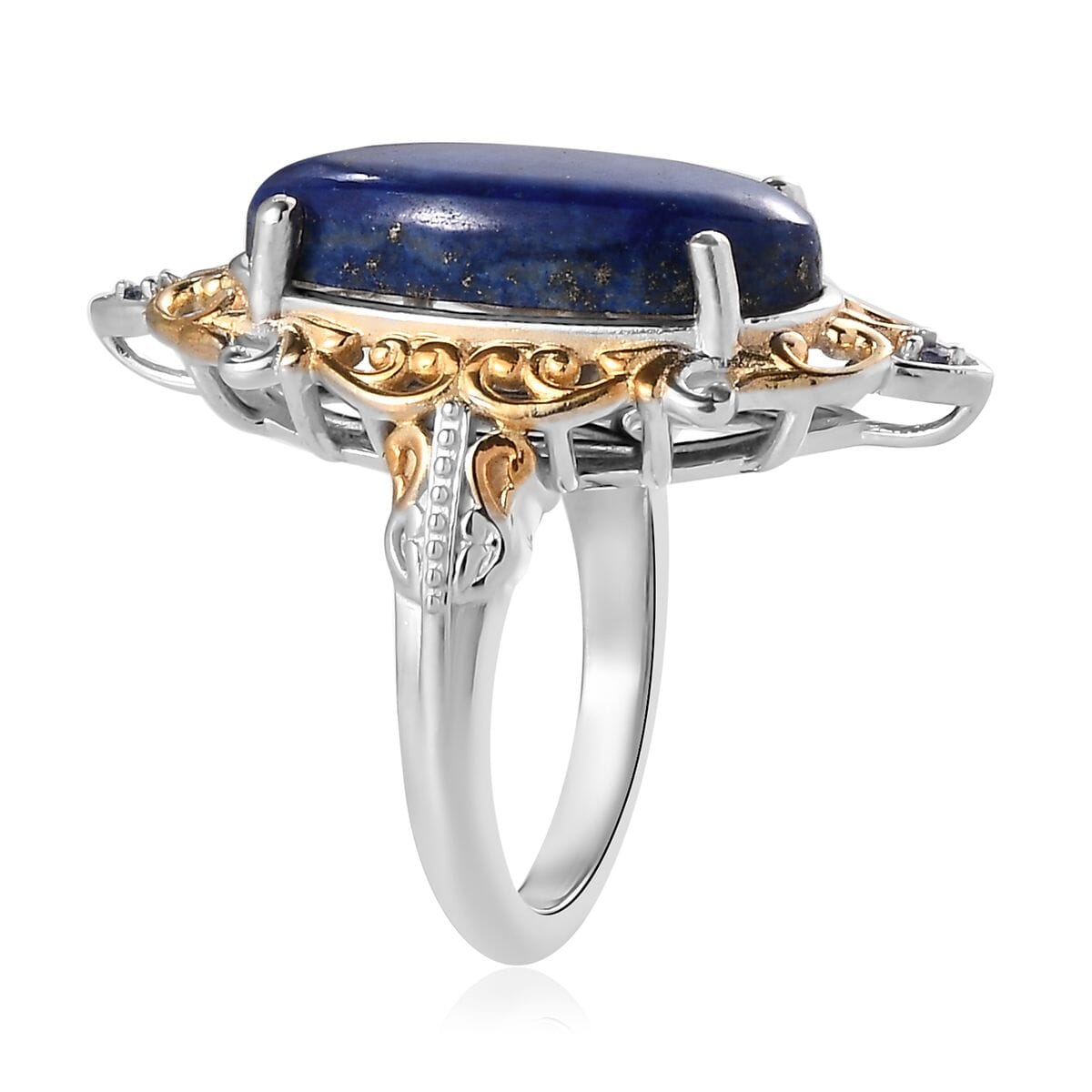 Karis Lapis Lazuli and Tanzanite Ring in 18K YG Plated and Platinum Bond 10.00 ctw image number 2