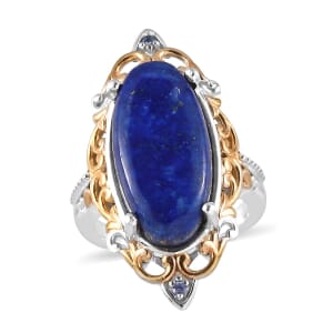 Karis Lapis Lazuli and Tanzanite Ring in 18K YG Plated and Platinum Bond (Size 9.0) 10.00 ctw