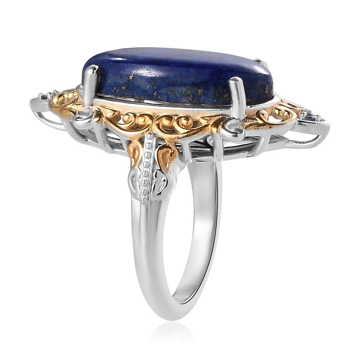 Karis Lapis Lazuli and Tanzanite Ring in 18K YG Plated and Platinum Bond (Size 9.0) 10.00 ctw image number 2
