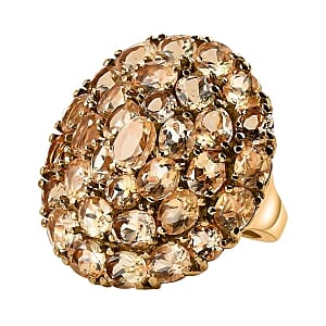Brazilian Citrine 10.80 ctw Cluster Ring in ION Plated YG Stainless Steel (Size 9.0)